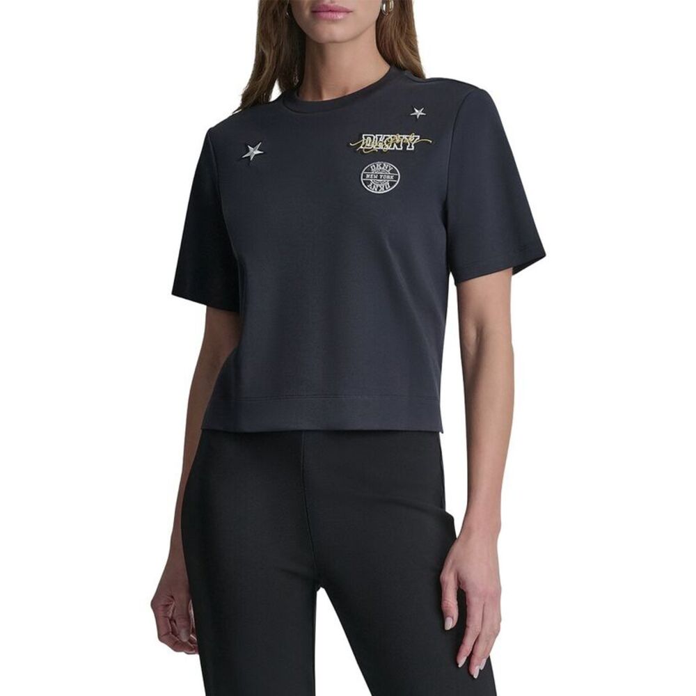 Dkny Womens  1989 Pins & Patches Shirt, Navy